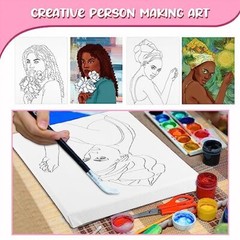 Sherr 20 Pcs Stretched Pre Drawn Canvas for Painting for Adults Outline Pre