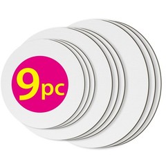 Round Canvas Painting Boards – 8 10 12 Inch/ 3 Pack Each – 9 PK Circle Canvas…