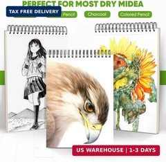 Soucolor 9″ x 12″ Sketch Book, 100 Sheets Top Spiral Bound Sketchbook with Acid-