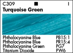 Academy Acrylic Paint Turquoise Green C309P200 Plastic Tube 200ml/6.8 Oz