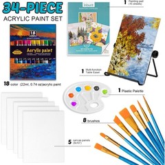 Art Paint Set for Kids with Easel Canvas Brushes and Acrylic Paints