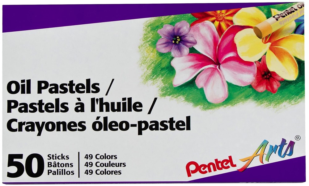 Pentel OIL PASTELS 50 COUNT (Set of 12) 50 Count (Pack 1), Green/Blue/Red