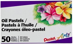 Pentel OIL PASTELS 50 COUNT (Set of 12) 50 Count (Pack 1), Green/Blue/Red
