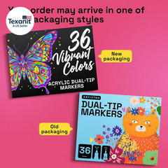 36 Acrylic Paint Markers – Paint Pens for Calligraphy, Brush + Fine Tips – for F