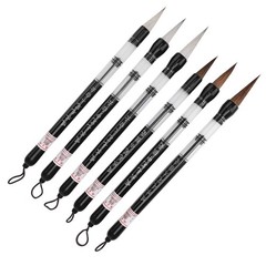 6pcs Piston Fill Chinese Water Brush Pen For Practicing Calligraphy