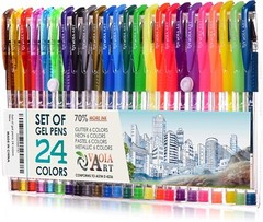 24 Color Gel Pens Set – Colored Gel Pens for Kids Spirograph Pen Assorted Colors