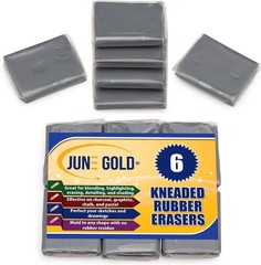 6 Moldable Gray Kneaded Erasers | Ideal for Correcting Charcoal & Pencil Art