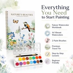 Beautiful Watercolor Paper Workbook Set for Beginners – Relaxing & Easy to Pa…
