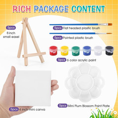 Mini Acrylic Paint Set with Canvas and Easel for Kids and Adults