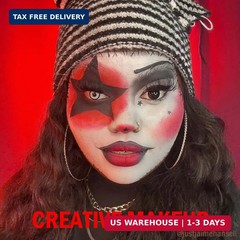 Black White Red Face Body Paint 1.01 oz/pc with 3 Sponges,Water Based Face Paint