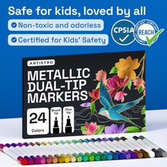 ARTISTRO 24 Metallic Acrylic Paint Markers – Paint Pens for Drawing – for Fabric