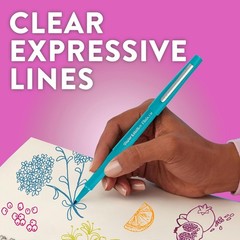 Quick-Drying Flair Felt Tip Pens | 0.7mm No-Bleed Black Writing Pens, Set of 5