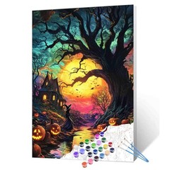 Tucocoo Halloween Spooky Scenery Paint by 16”x20”(Frameless), 03