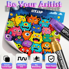 12 Colors Jumbo Markers Set, 15Mm Large Wide Tip, Thick Acrylic Paint Markers fo
