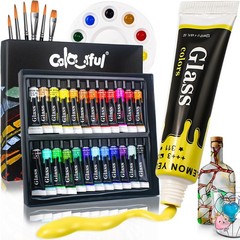 Colorful Stain Glass Paint Set 9.6 Fl Oz (Pack of 1), 0.4 24)