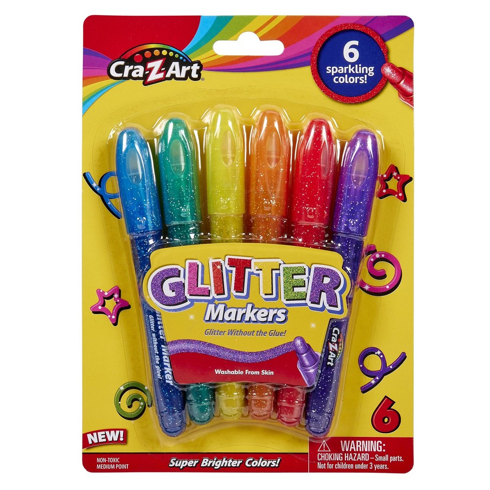 Glitter Markers 6 Count Assorted Colors Cra-Z Art 10050WM-24