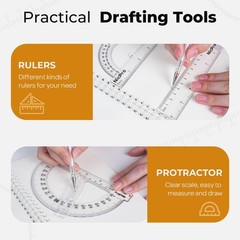 Nicpro 22 PCS Compass Geometry Tools with Case, Drafting Grey