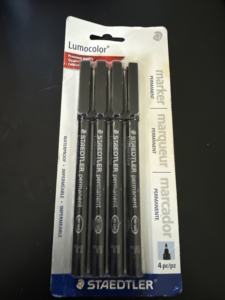 Staedtler Lumocolor Permanent Pen 318-9 Fine 0.6mm 1 Count (Pack of 4), Black