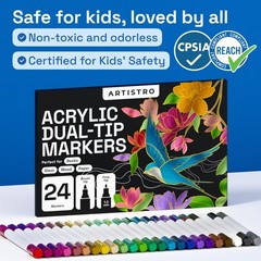 Metallic Dual-Tip Acrylic Paint Markers – Brush Fine Tip Combo