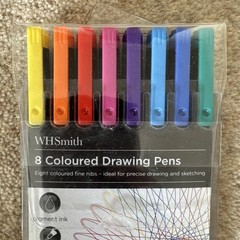 WHSmith Drawing Pens Assorted Pigment Ink With 0.5mm Fine Tip Pack Of 8