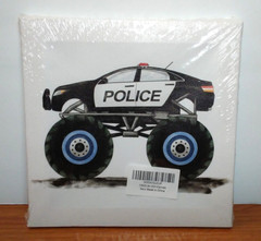 Canvas Wall Art Police Car with Big Tires Child Kids Boys Bedroom 8in x 8in