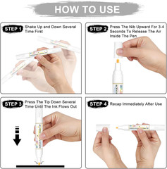 White Paint Pens – 4 Pack Dual Tip Acrylic Paint Markers (0.7mm & 3mm), Non-Toxi