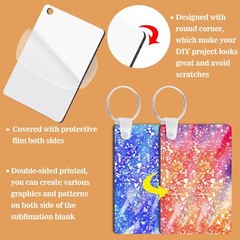 120 Pieces Rectangle Sublimation Keychain Blanks Double Side Heat Transfer Bl…