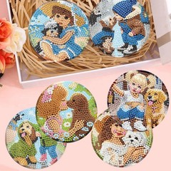 8 Pack Diamond Art Coasters Kits-Dog 3.9×3.9×0.1, Dog
