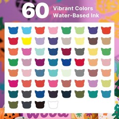 Tongfushop 60 Colors Acrylic Paint Markers Water-Based Pens Auto Ink Control