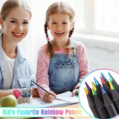 12 Pack 7-In-1 Rainbow Colored Pencils for Artists Students Sketching