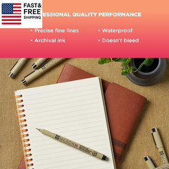 Pigma Micron Fineliner Pens – Archival Black Ink Pens – Pens Sizes – 6 Pack