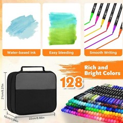 Comprehensive Art Supplies Kit: 128 Color Brush Markers for Creative Projects