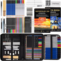 Art Supplies Drawing Pencils Set – 76 Pack Pro Sketching Kit with Sketchbook & W