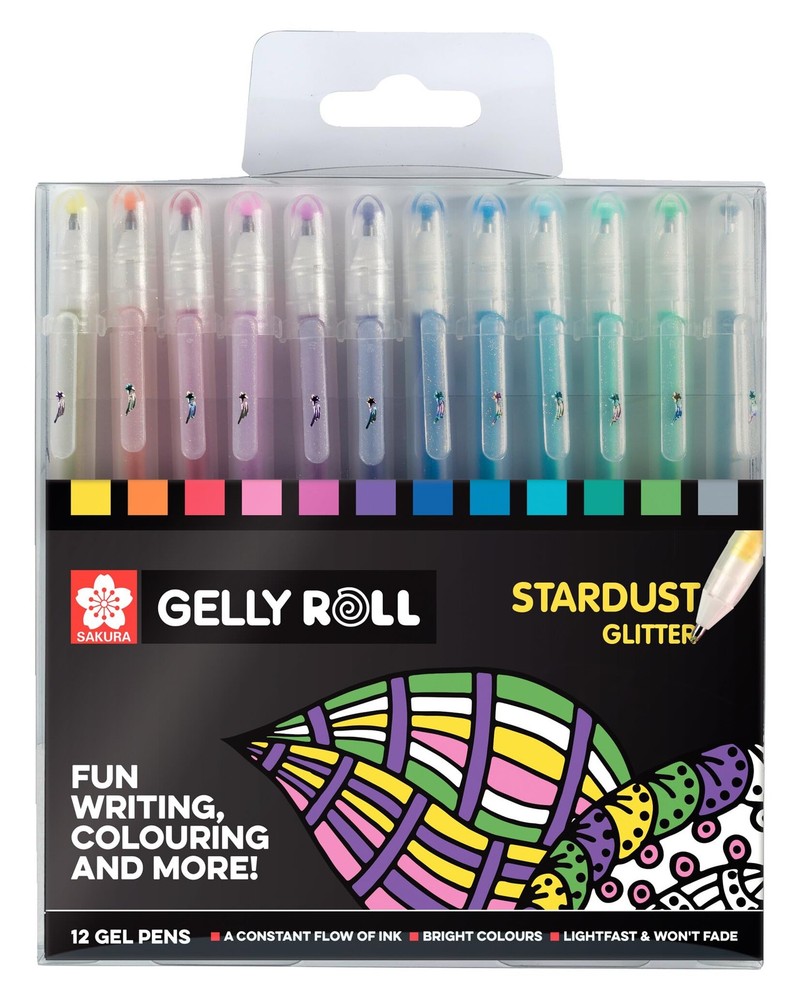 Sakura Stardust Sparkle Pens Pack of 12 Acid Free Light Fast Writing Instruments