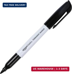 Amazon Basics Fine Tip Permanent Markers for Writing, Drawing, Quick Drying, Off