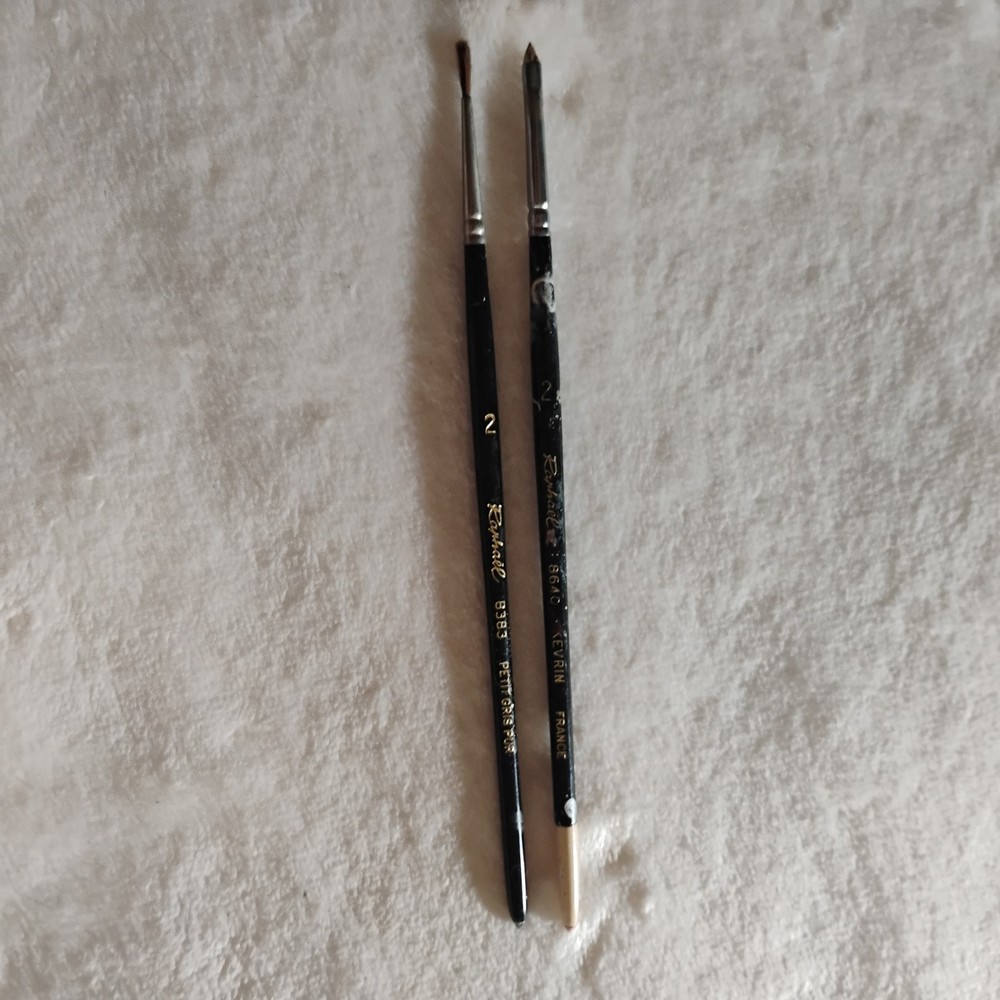 Raphael Brush Lot 2pc France Kevrin+ 8640 Size 2 & Petit Gris Pur 8383 Size 2