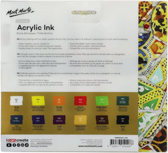 Mont Marte Acrylic Ink Premium 12Pc X 20Ml (0.7 US Fl.Oz), Acrylic Inks