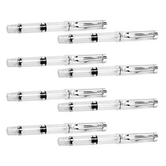 8Pcs Transparent Fountain Brush Pen with Piston Fill for Smooth Artistic Drawing