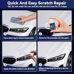 Car Paint Touch Up Cars Scratch Repair for 1.5 Fl Oz (Pack of 1) White