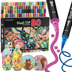 80 Colors Acrylic Paint Markers, Dual Tip Acrylic Markers Set with Fine & Dot Ti