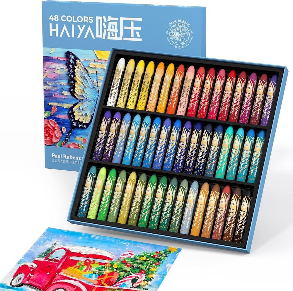 Paul Rubens Oil Pastels Set – 48 Vibrant Colors, Ultra-Soft and Creamy Texture,