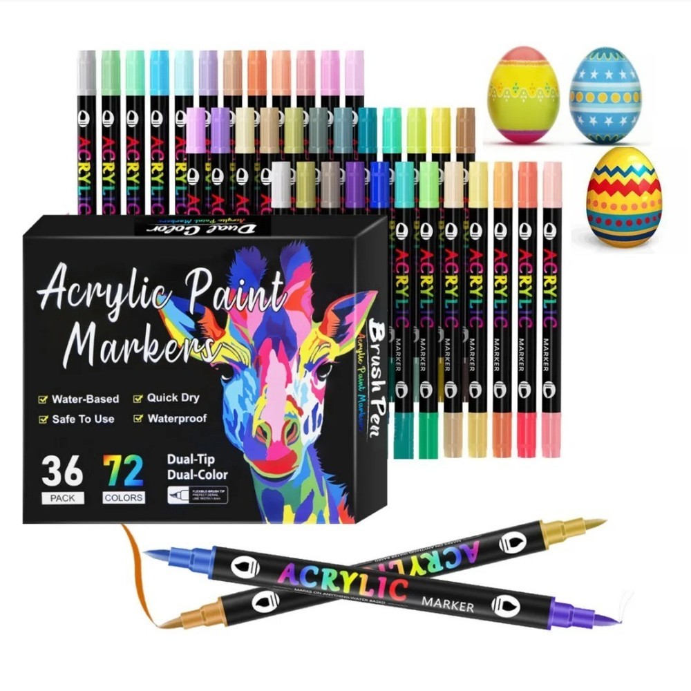 NEW Dual Tip Acrylic Marker Pens Rock Painting Set Fast Shipping
