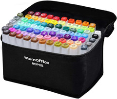 Memoffice Alcohol Markers, 80 Vibrant Colors Dual Tip Art Markers for Coloring,
