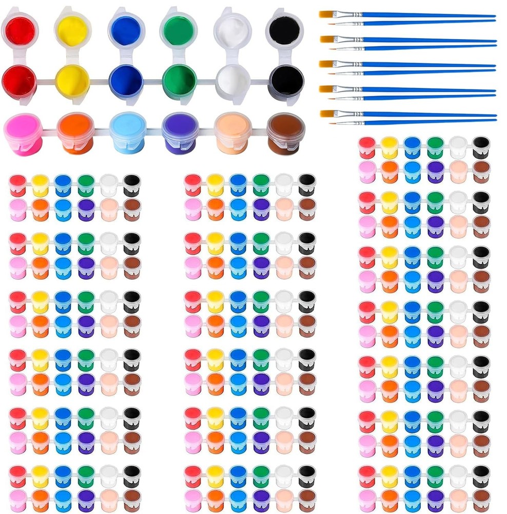 20 Pack Mini Acrylic Paint Set – 12 Color Strips & 40 Brushes for Kids & Adults,