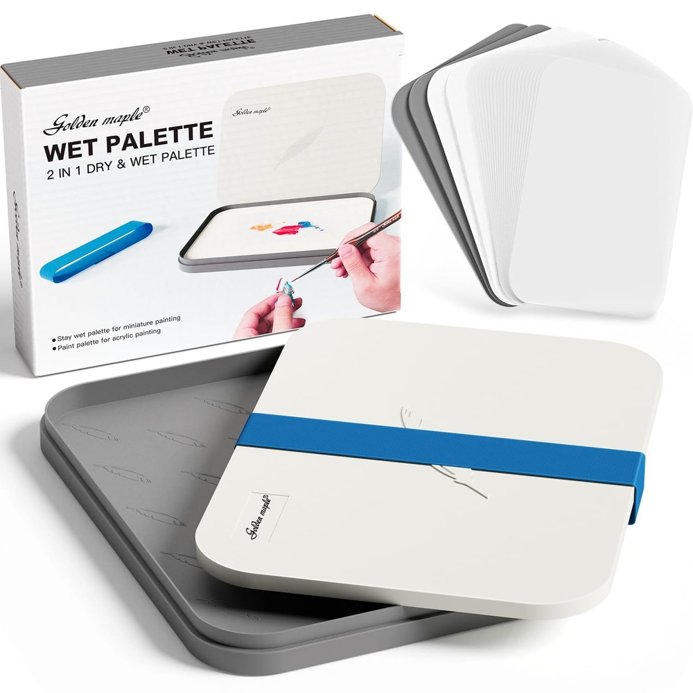 Wet Pallet for Painting Miniatures – Golden Maple 2 in 1 17x23cm, Grey+white