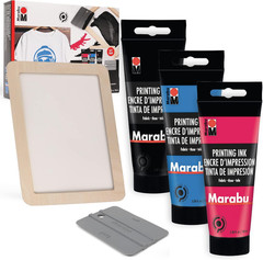 Marabu Screen Printing Kit Set – Screen Print Kit with Reusable Wooden Frame, 1