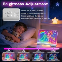 LED Light Board Drawing Pad for Kids, Rechargeable Glow Art Tablet with 12 Color