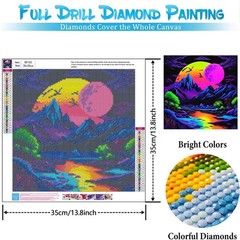Glow-in-the-Dark Diamond Art Kits for Adults, Mountain 5D Diamond Painting for W