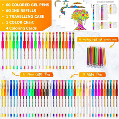 Glitter Gel Pens for Adult Coloring Books, School Art Class Supplies,120 Pack-60