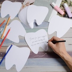 72 Pieces White Paper Tooth Shape Cutouts for Kids DIY Craft Art Project